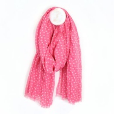 Pink Cotton Scarf with White Multi Star Print by Peace of Mind